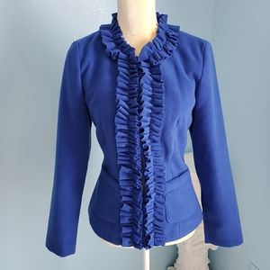 Spence cobalt blue ruffle front blazer jacket D37